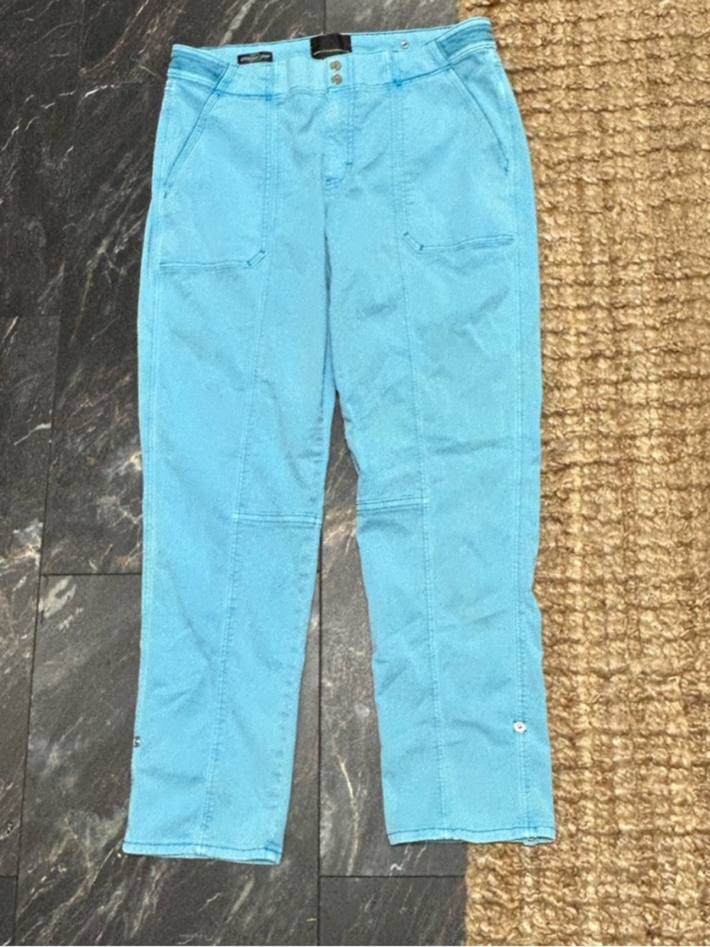 White House Black Market blue mid rise straight crop pret a Ped cargo jeans